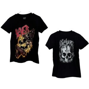 AIS Slayer Graphic T-Shirt Mens Small Black Skull Band Tee Heavy Metal Punk Rock
